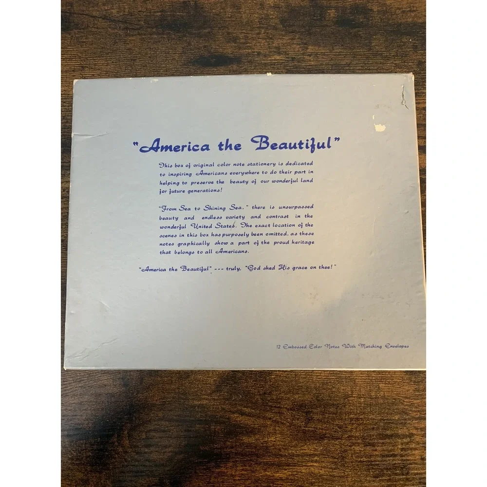 America The Beautiful Color Photograph Note Card Set Vintage 12 Cards